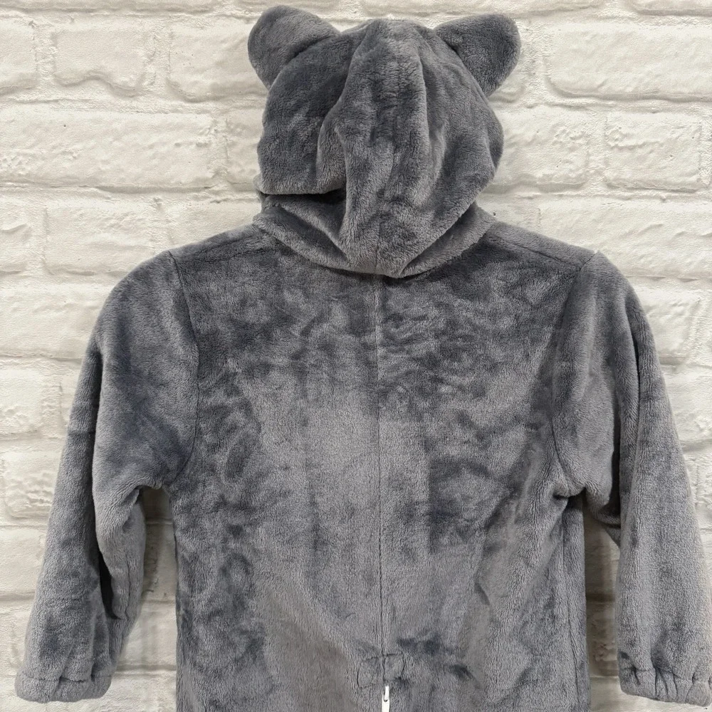 Kids Cat One-Piece Halloween Costume Size 4/7 Gray Warm Body Suit Fast Shipping!